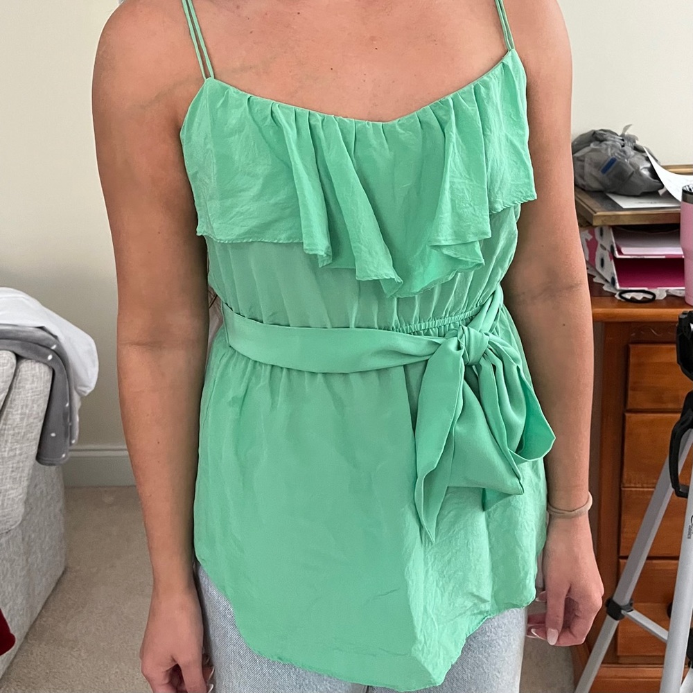 Mint green Shoshanna green 100% silk camisole cami tank top blouse size Small